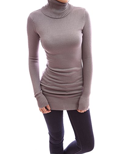 PattyBoutik Cotton Blend Turtleneck Long Sleeve Knit Sweater Top