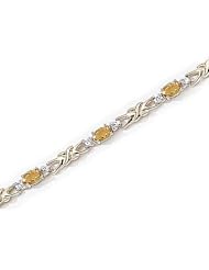 14kt Yellow Gold Oval Citrine and Diamond Bracelet