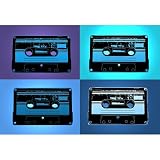 Audio Cassette Tapes Blue Pop Art Print Poster - 11x17