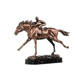 Elegant Copper Racing Horse Desktop Statue Home Decor, 10 inches H