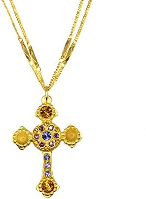 Mariana "Hope" Collection 24k Yellow Gold Plated Swarovski Crystal Elaborate Cross Necklace