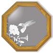 Decorative Etched Mirror - Hummingbird Art Etching, Octagon Solid Oak Framed Wall Mirror, 13 inches
