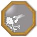 Decorative Etched Mirror - Hummingbird Art Etching, Octagon Solid Oak Framed Wall Mirror