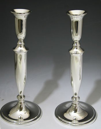 Silver Plated Shabbat Candlesticks Set of 2, 11