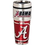 NCAA Metallic Travel Tumbler, Stainless Steel and Black Vinyl, 16-Ounce
