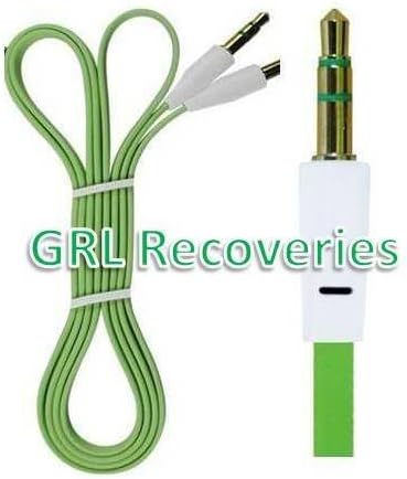 GRL 3.5mm Male to Male Flat Stereo Auxiliary Cable For iPhone 6, 5 4S 4 3GS iPod Touch Samsung Galaxy S5 S4 S3 S2 Note 2 Note 3 Nokia Lumia 920 HTC OneX EVO 4G Rhyme DROID RAZR MAXX Google Nexus LG Optimus G BlackBerry Z10 Torch Compact Size GPS - Compatible with all Smartphone's, IPhones Bluetooth Speakers and Stereos. (3.2ft/1M) - Green