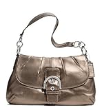 Authentic Coach Soho Metallic Pleated Leather Buckle Flap Bag 17217 Bronze