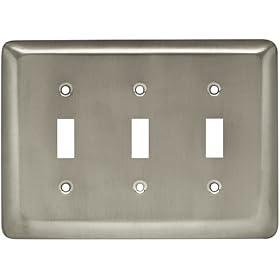 Liberty Hardware 64380 Stamped Round Triple Switch Wall Plate, Satin Nickel