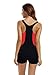 zeraca Women's Boyleg Sporty Racerback One Piece Bathing Suit Swimsuits (M10, Black Coral Flash)