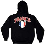 France Flag Crest Hoodie, French Vive Sweater, International Soccer Sweatshirts (Many Colors Available), XX-Large, Navy