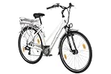 Ruhrwerk Fahrrad (622 mm) E-Bike Pedelec 24 V Da. Trekking mit 21-Gang Shimano Kettensch., gef. mit Nabendynamo, reinweiß, 45 cm, 28 Zoll