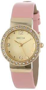 Breda Women's 2368-gold/pink Jennifer Rhinestone Mini Bezel Slim Watch