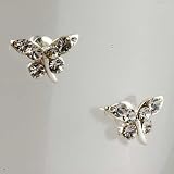 Butterfly April Birthstone Earrings Animal Stud