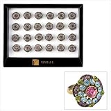 Art Deco Crystal Fashion Rings Wholesale Women Jewelry Pack of 24