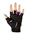 Bionic Glove Women's Premium Finger Less Fitness Gloves w/Natural Fit Technology, Gray/Purple (Pair)