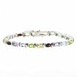 Glamorous Multi Color Genuine Citrine, Blue Topaz, Amethyst, Peridot and Garnet Sterling Silver Tennis Bracelet