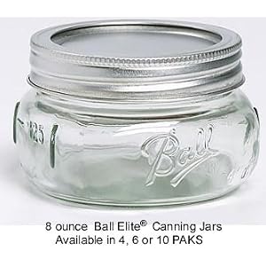 6 PAK - 8 oz. Ball Elite Canning Jars with lids: Treated by the HercuGlass process to be... by 