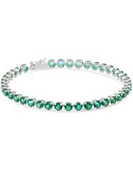 14k Gold Round Created Emerald Tennis Bracelet