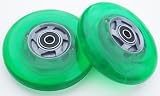 2 GREEN LIGHT UP SCOOTER WHEELS for RAZOR With Bearings