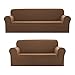 Sapphire Home 2pc SlipCover Set for Sofa Loveseat Couch, Form fit Stretch & Wrinkle Free, Furniture Protector Cover, Premium Fabric, Polyester Spandex, Slipcover Diamond 2pc, Brown