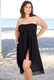 Beach Belle® Black Power Mesh Plus Size Cascade Ruffle Dress - Plus Size Swimsuit Plus Size Swimsuits