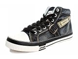 Arider MN-07 Man's Stone-Washed Denim Fashion Sneaker - Black