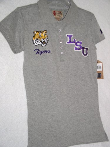 Izod Collegiate Womens Shirt - LSU, Heather Grey, Size Large