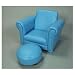 Vinyl Upholstered Chair with Ottoman - Blue