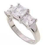 SilverBin Sterling Silver Engagement Style Side Stone Set CZ Ring