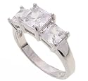 SilverBin Sterling Silver Engagement Style Side Stone Set CZ Ring
