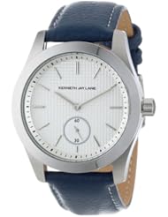 Kenneth Jay Lane Womens KJLANE-2312S-03C  White Textured Dial Blue Leather Watch