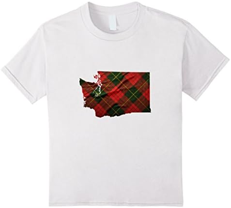 Kids Washington State Outline Home Love Plaid T-Shirt 4 White