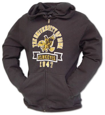 Iowa Hawkeyes Adult Hero Thermal Zip Hoody Black (Medium)
