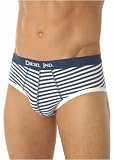 Diesel Stripe y-front brief with solid navy logo waistband