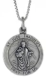 Sterling Silver St. Jude Pendant, 13/16 in. (21 mm) tall