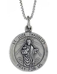 Sterling Silver Saint Jude Pendant, 3/4 inch (21 mm) tall