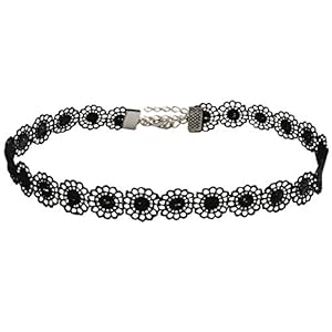 Jane Stone Collier Tatouage Ras du Cou Lace Dentelle Fleur Noir