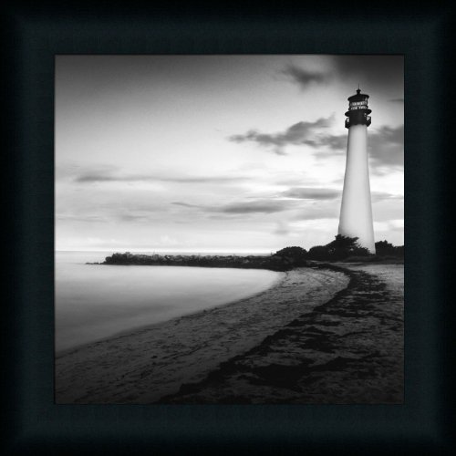 Searching by Moises Levy Lighthouse Black White Photography 15x15 Wall Art Print Picture Framed