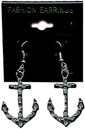 Fad Treasures 3219404EFT Rhinestone Anchor Earrings