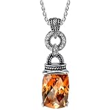 Scintillating Beauty: Designer Inspired Sterling Silver Cable Style Pendant Necklace with Sparkling Champagne CZ