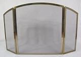 CONTINUOUS ARCH 3 Fold Trifold Panel Fireplace Hearth Spark Screen [54 x 33] - POLISHED IRON / DULL BRASS