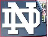 University of Notre Dame ND Car Window Vinyl Decal Sticker 8" Wide (Color: White)