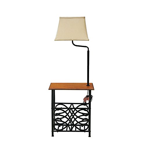 Goodygogo Table with Build-in Floor Lamp & Magazine Holder ...
