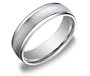 Men's 14k White Gold 6mm Comfort Fit Wedding Band with Laser Matte Finish Ring, Size 9