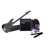 Silvertone LB11 Bass Guitar and Amp Package, Liquid Black -SSLB11PK-BK
