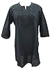 Women's Black Embroidered Cotton Tunic Kurti Yoga wear