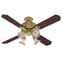 Hunter 23710 1896 Art Noveau Four-Light 52-Inch Four  Blade Ceiling Fan, Burnished Brass with Clear Globes