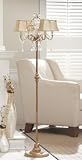 Chandelier Style 4 Arm Floor Lamp with Draped Jewels Antique Gold Finish 61