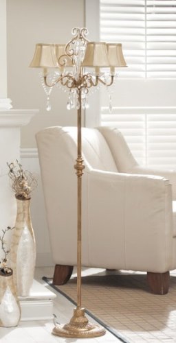 Floor Lamp with Chandelier Style in Antique Gold Finish
