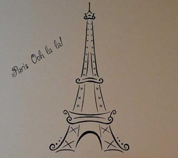 (Medium) Eiffel Tower Ooh La La Paris vinyl lettering wall art decals words home decor sayings quote stickers